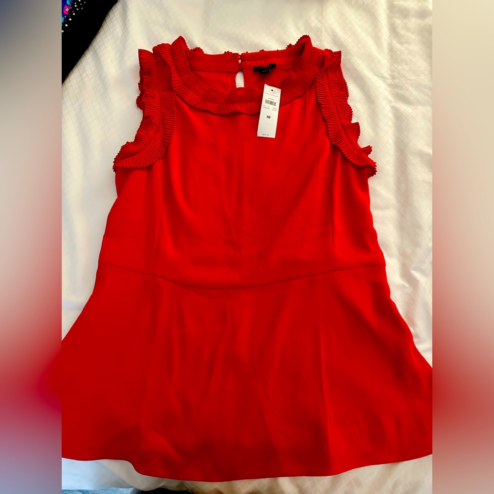 Ann Taylor Red Ruffle Tank Top